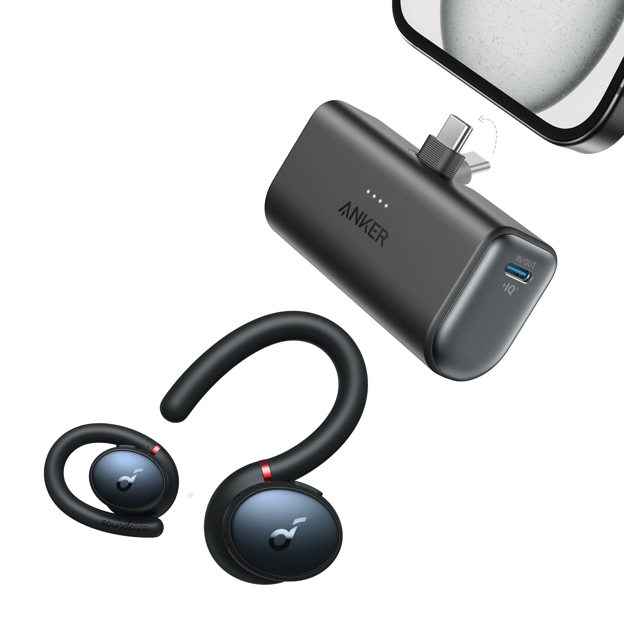 Anker Nano Power Bank (22.5W, Built-In USB-C Connector) and Sport X10