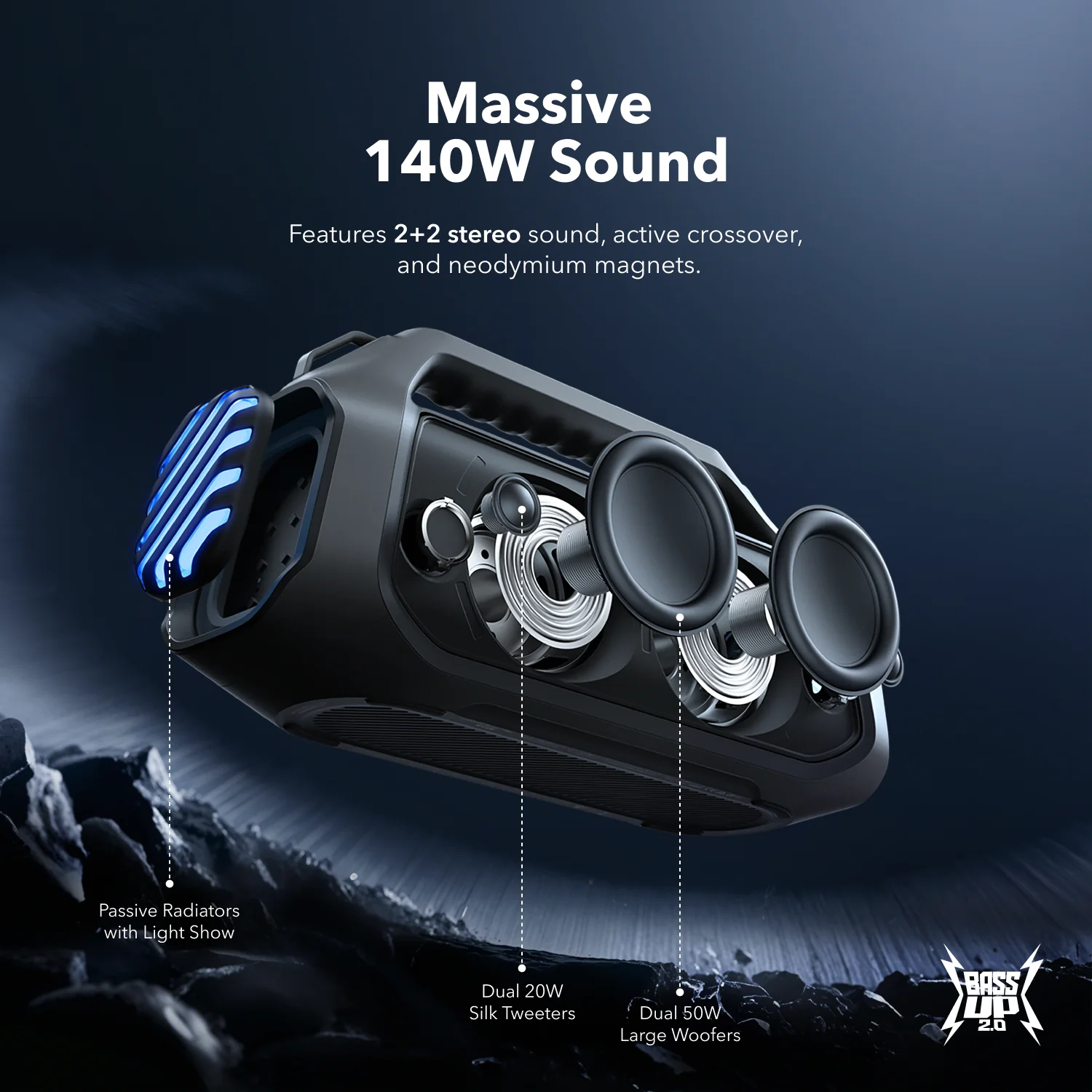 soundcore Boom 2 Plus | Powerful Outdoor Bass Bluetooth Speaker - Image 4