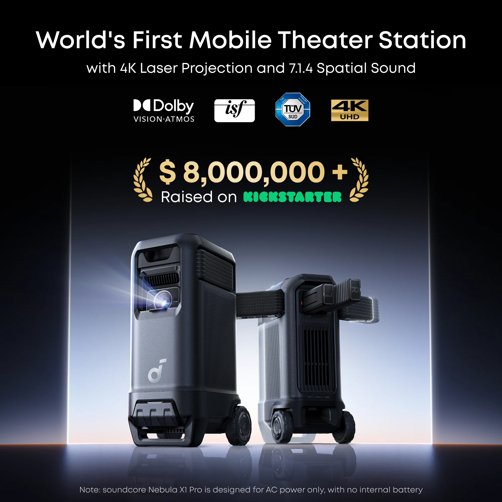 soundcore Nebula X1 Pro 4K Projector | World's First Mobile Theater Station - Image 3